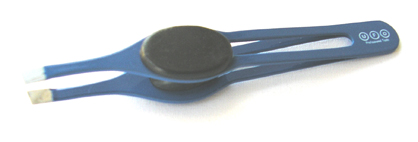 B-186-UFO Professional Tools Slanted Tweezer with wide rubber thumb support-Deep Blue
