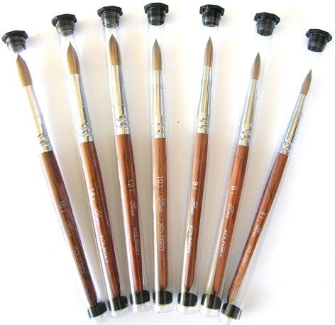 Ha-Sina Pure Kolinsky Superior Round Sable Brush-Wooden Handle and Aluminium Ferrule-Size #10