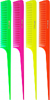 Quad Pack Impresso Neon Tail Combs-1 x Green, 1 x Hot Pink, 1 x Yellow ...