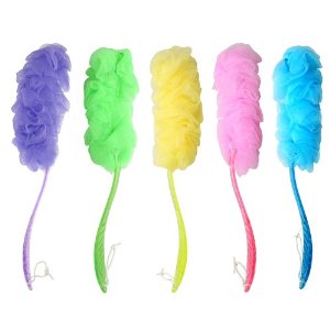 Mesh Bath Back Brush Long Plastic Handle 