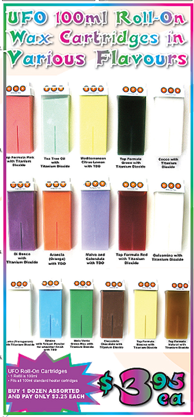 UFO 100ml Roll-On Wax Cartridges in Assorted Flavours-Arancia (Orange) with Titanium Dioxide