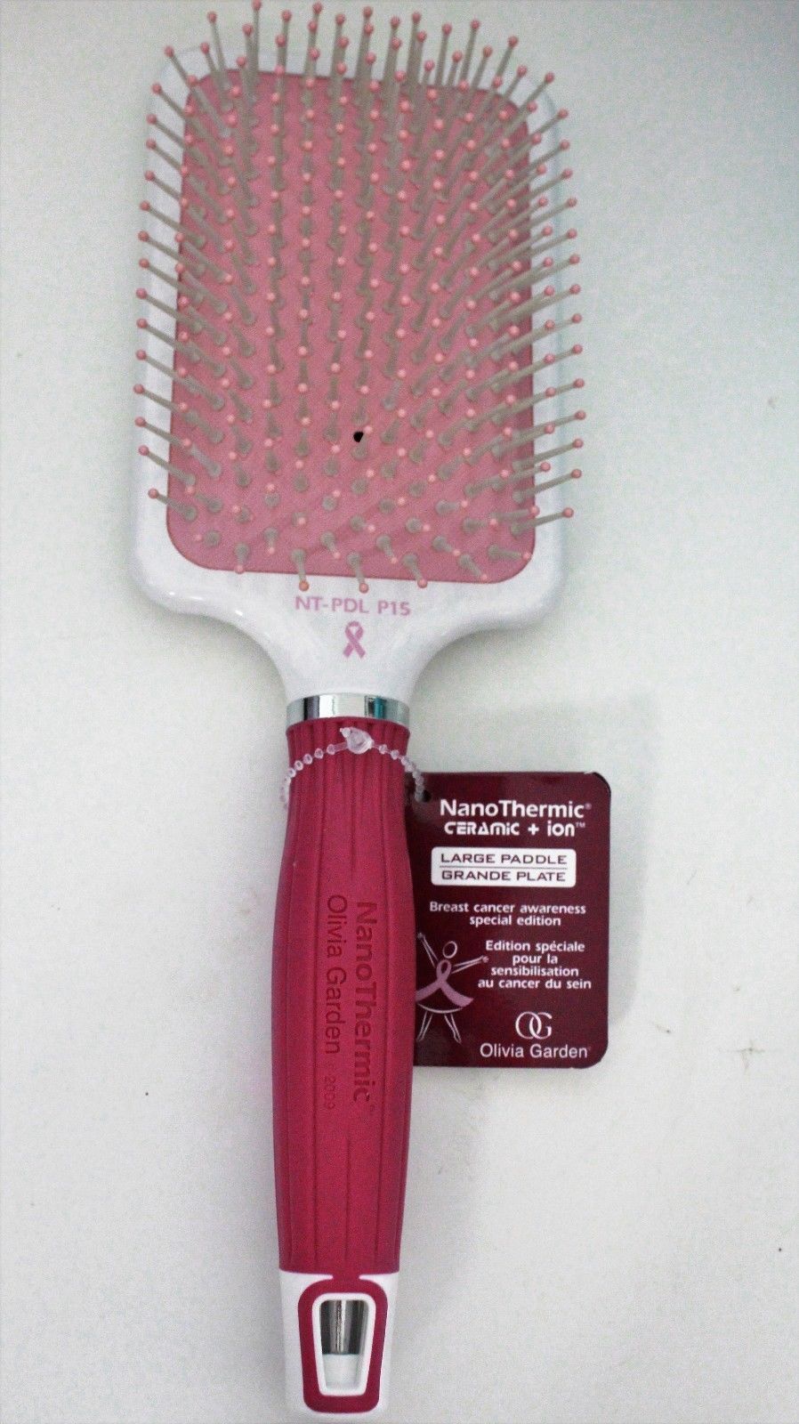 Olivia Garden NanoThermic Ceramic + Ion Round Pink Paddle Hair Brush NT-PDLP15K