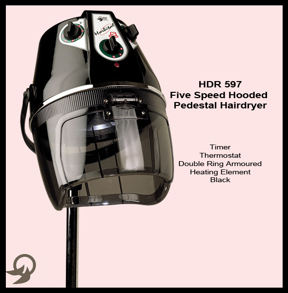 Italian Made "Horbital" 5 Speed Hooded Pedestal Hair Dryer with Timer, Thermostat and Double ring Armoured Heating Element