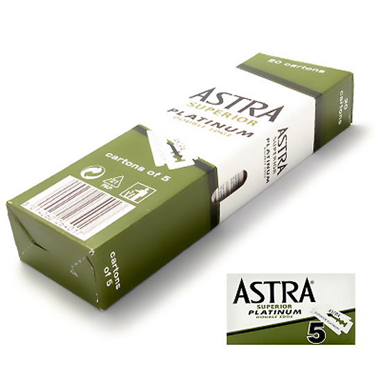 Astra Superior Quality Platinum Double Edged Razor-20 x Pack of 5 Blades (Box of 100 Blades)