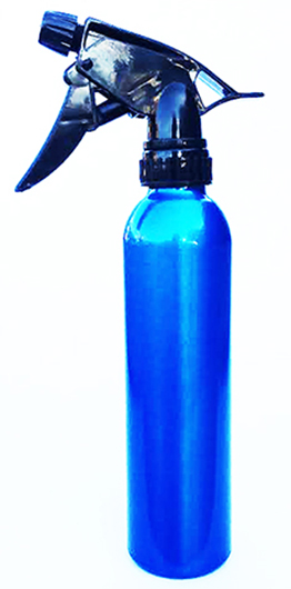 Water Sprayer-200ml Aluminium Spray Bottle-Cylindrical Boston-Metallic Blue with Black Ratchet Sprayer 
