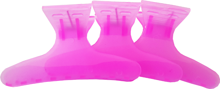 Solid Hot Pink Plastic Butterfly Clips Large (3") Packet of 12  