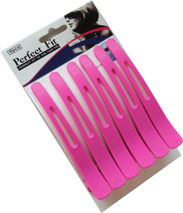 Perfect Fit Silicone Band Solid Plastic Duckbill Clips-Pack of 6-Hot Pink