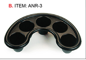 ANR-3- Crescent 5 Hole Nail Soaker Tray-Black 