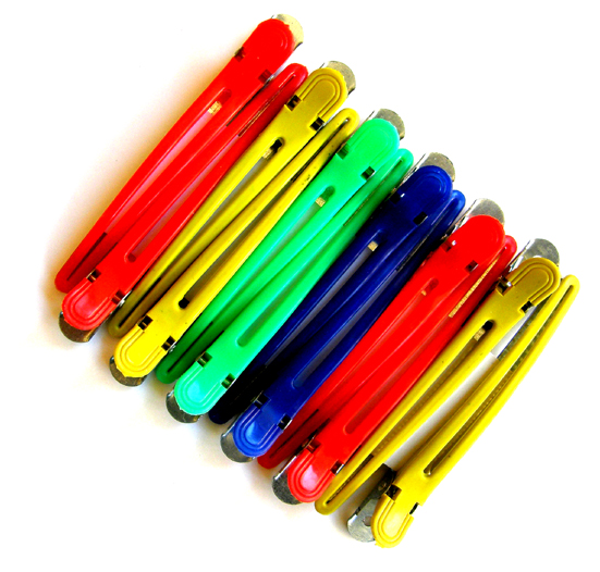 Long aluminium Duckbill Clips in Asstd Colours-12 per pack