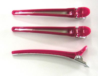 Long Duckbill Clips-Aluminium Base/Plastic Top (12/pack)-Deep Red