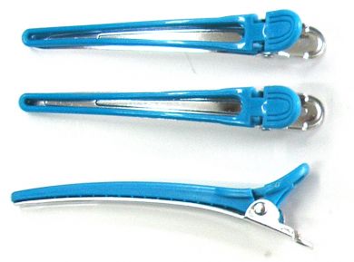 Long Duckbill Clips-Aluminium Base/Plastic Top (12/pack)-Sky Blue