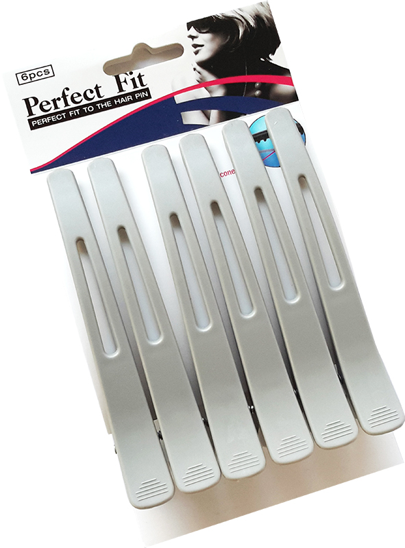 Perfect Fit Silicone Band Solid Plastic Duckbill Clips-Pack of 6-Grey
