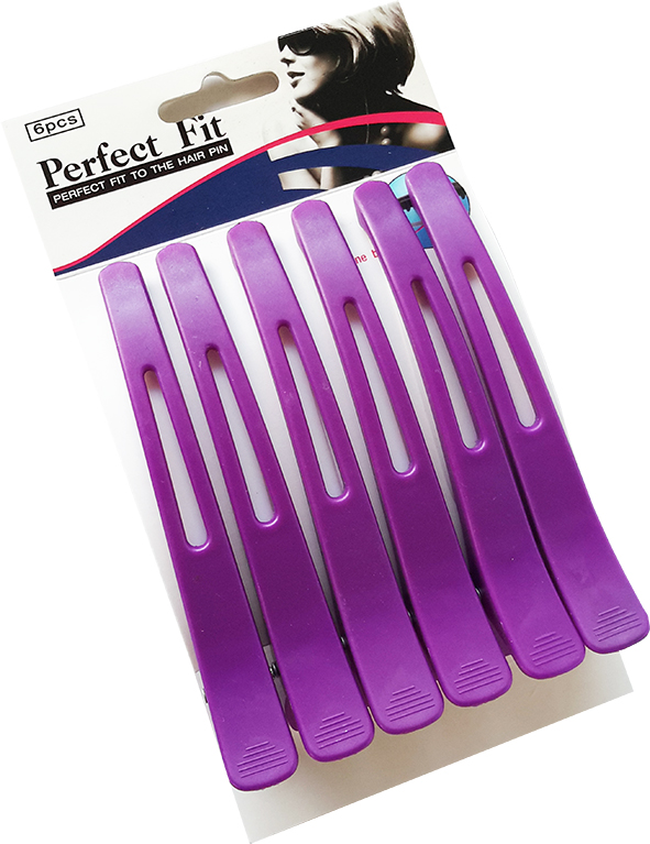 Perfect Fit Silicone Band Solid Plastic Duckbill Clips-Pack of 6-Purple