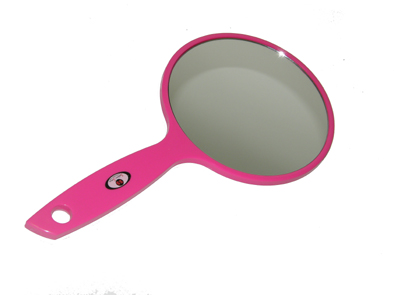 Salon Says 2 Way Hand Held Magnifying Mirror Round Face-1 side has 3X Magification and the other side is normal-Hot Pink Colour