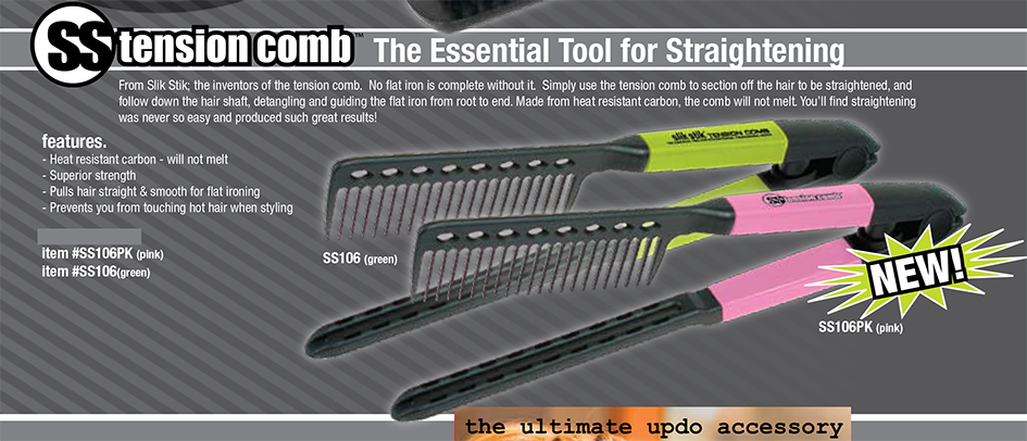 SS Tension Straightening Comb - The Essential tool for Straightening - Pink