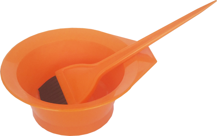 3 Packs of Set-Orange Plastic Tint Bowl plus Large Tint Brush Solid Orange Colour 