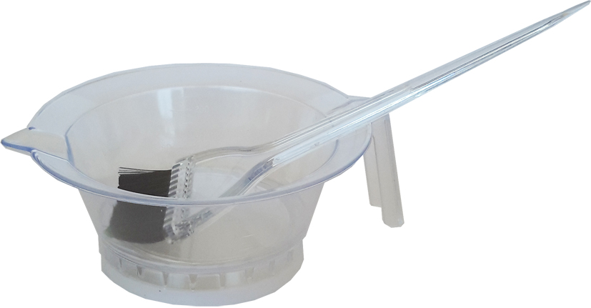 3 Packs of Set-Clear Transparent Tint Bowl with Rubber Grip Base plus Large Tint Brush Transparent Clear