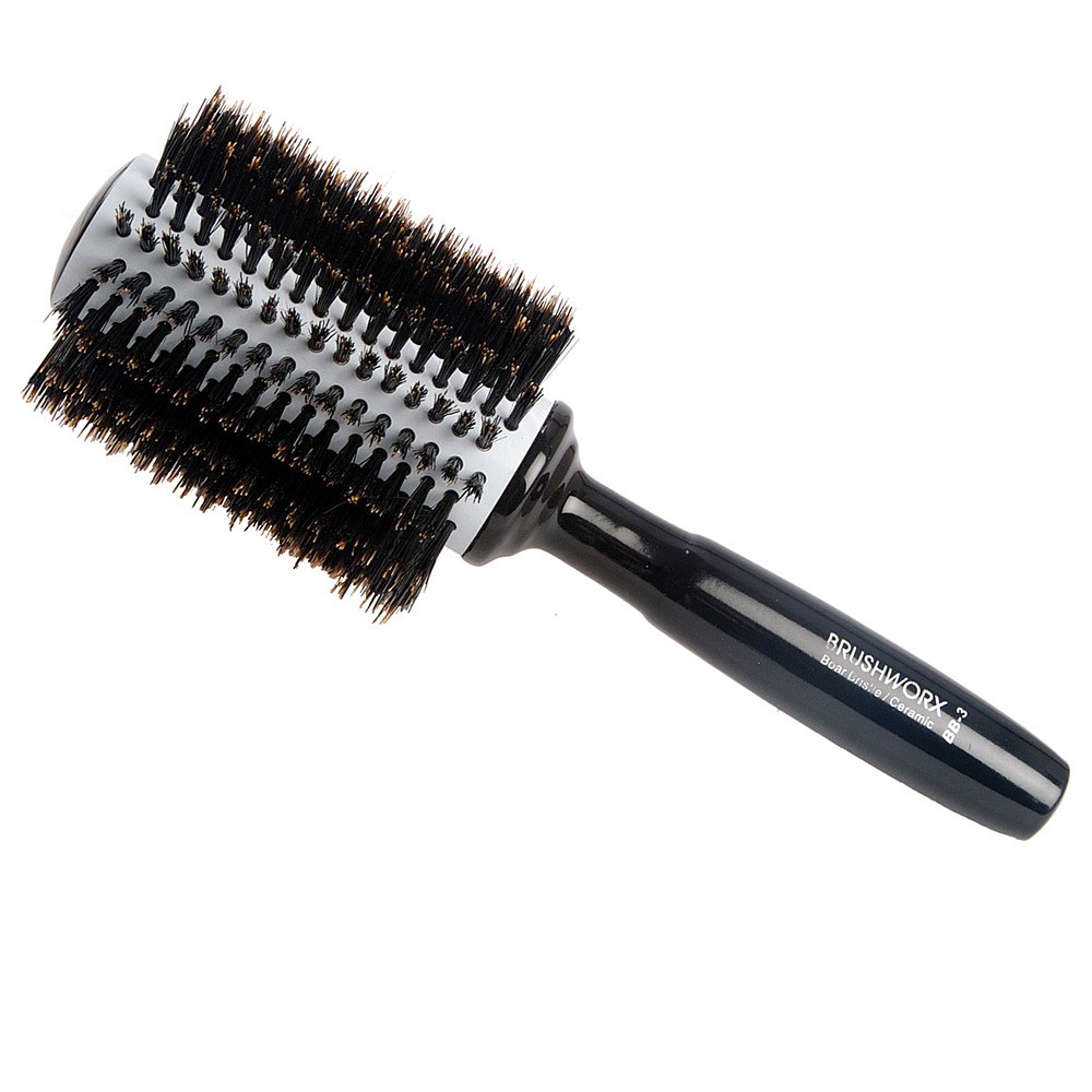 Brushworx Natural Woodgrain Ceramic Boar Bristle Radial Hairbrush - Large 