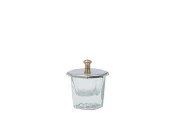 4016A  HAWLEY Glass Dappen Dish (Clear) with Metal Octagon Lid