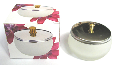Nirvana Collection-Large Frosted Dappen Dish with Lid in a Box