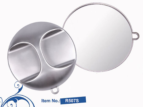 R507S-UFO Professional Tools-Large Round Mirror with Handle in Silver