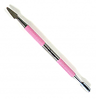 Nirvana Collection Cuticle Pusher  - Stainless Steel Arrowhead & Bevel with Pink Rubber Thumb Grips