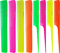 8 Pack Impresso Neon Styling and Tail Comb Collection-(1 each of Styling and Tail Comb in Green, Hot Pink, Yellow and Green colours)