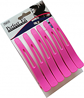 Perfect Fit Silicone Band Solid Plastic Duckbill Clips-Pack of 6-Hot Pink