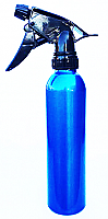 Water Sprayer-200ml Aluminium Spray Bottle-Cylindrical Boston-Metallic Blue with Black Ratchet Sprayer