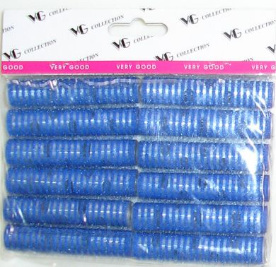 TM 15/8B " Very Good" Velcro Hair Rollers with Aluminium Core (Regular Tape)-Blue Colour-13mm Dia-12/pack