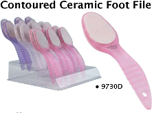 9730D-Luxor Contoured Ceramic Foot File in Assorted Frosted Colours
