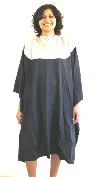 Impresso Trilobal Crinkle Hairdressing Cape Black with Metallic Silver Breast