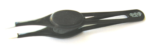 B-186-UFO Professional Tools Slanted Tweezer with wide rubber thumb support-Black