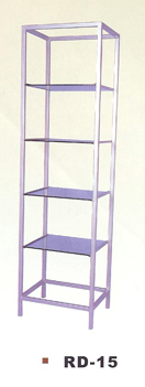 RD-15 Retail Display Stand-Rectangular-Metallic Silver (Metal Frame) with Glass Shleves