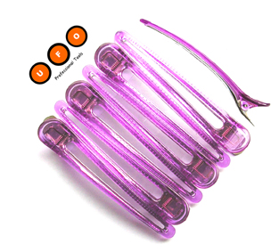 UFO Jumbo Zip Clips-15.5cm long-Purple Colour-Acrylic Top and Aluminium Base-6pcs per pack