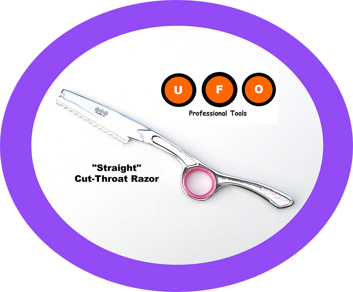 UFO Professional Tools-"Straight" Cut Throat Razor in Stainless Steel