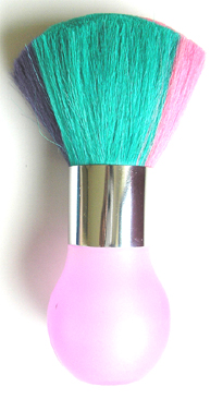 Multi-Coloured Neck Dusting Brush with Round Pink Acrylic Base