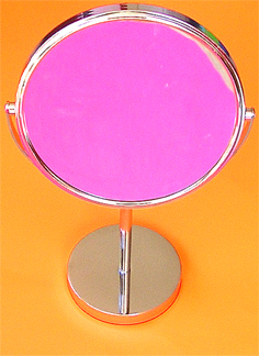 Magnifying Cosmetic Mirror on Stand-"Flippable"-3X Mag on one side and normal on the other-Chrome Frame