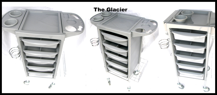 "The Glacier"-(BD-11) 6 Tier Trolley with Folding Accessories rack, Bottle Holder, Straightener Holder, Dryer Holder, Towel Rack-Grey Colour
