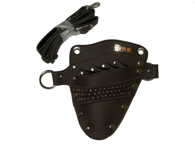 UFO Scissor Holster D (Brown)-Studded with Diamantes