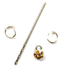 Nail Dangle-Flower with Embedded Gold Diamantes