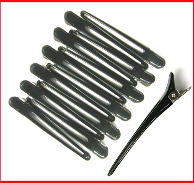 Long Duckbill Clips Aluminium Base/Plastic Top (12/pack)-Black